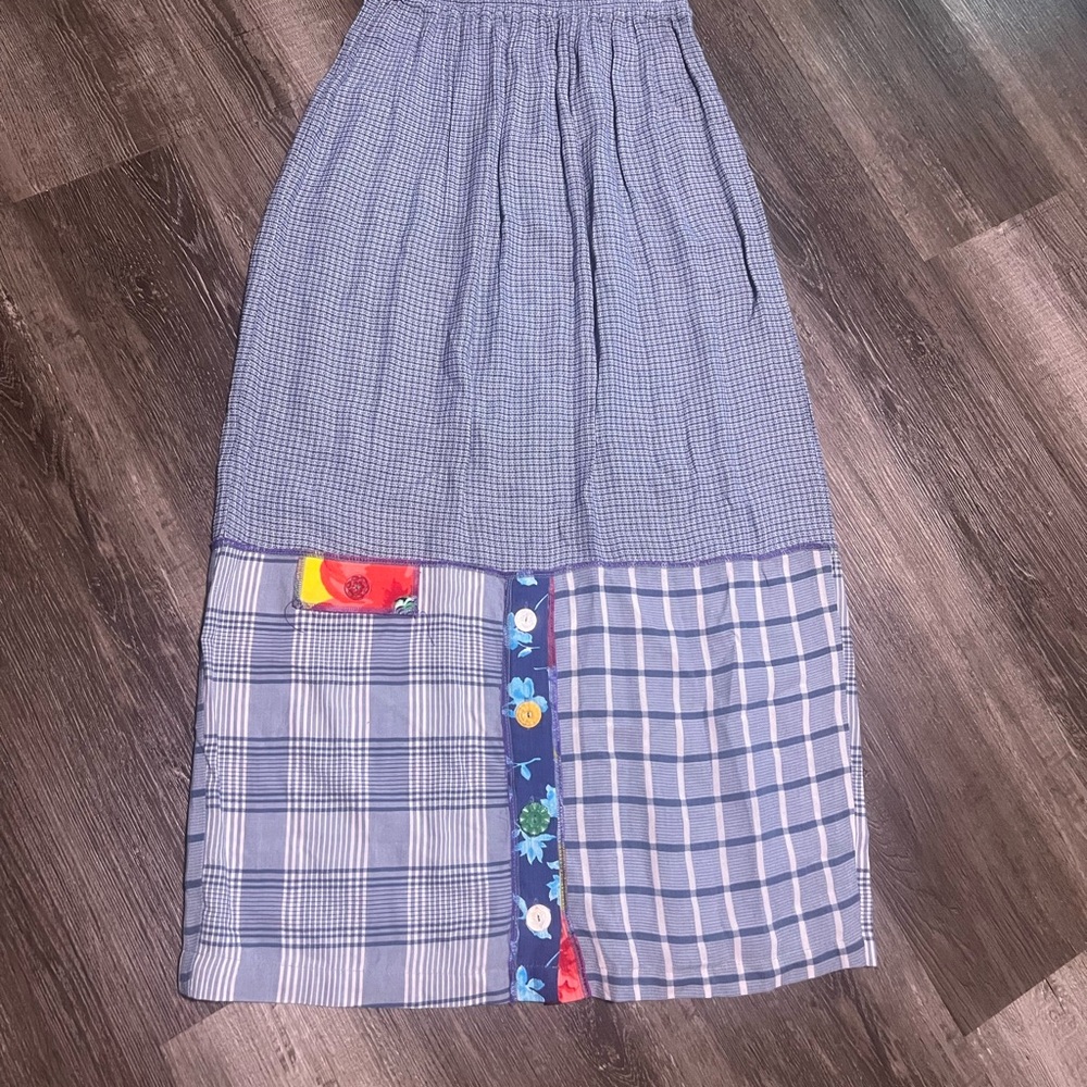 Chic Blue Patchwork Maxi Skirt